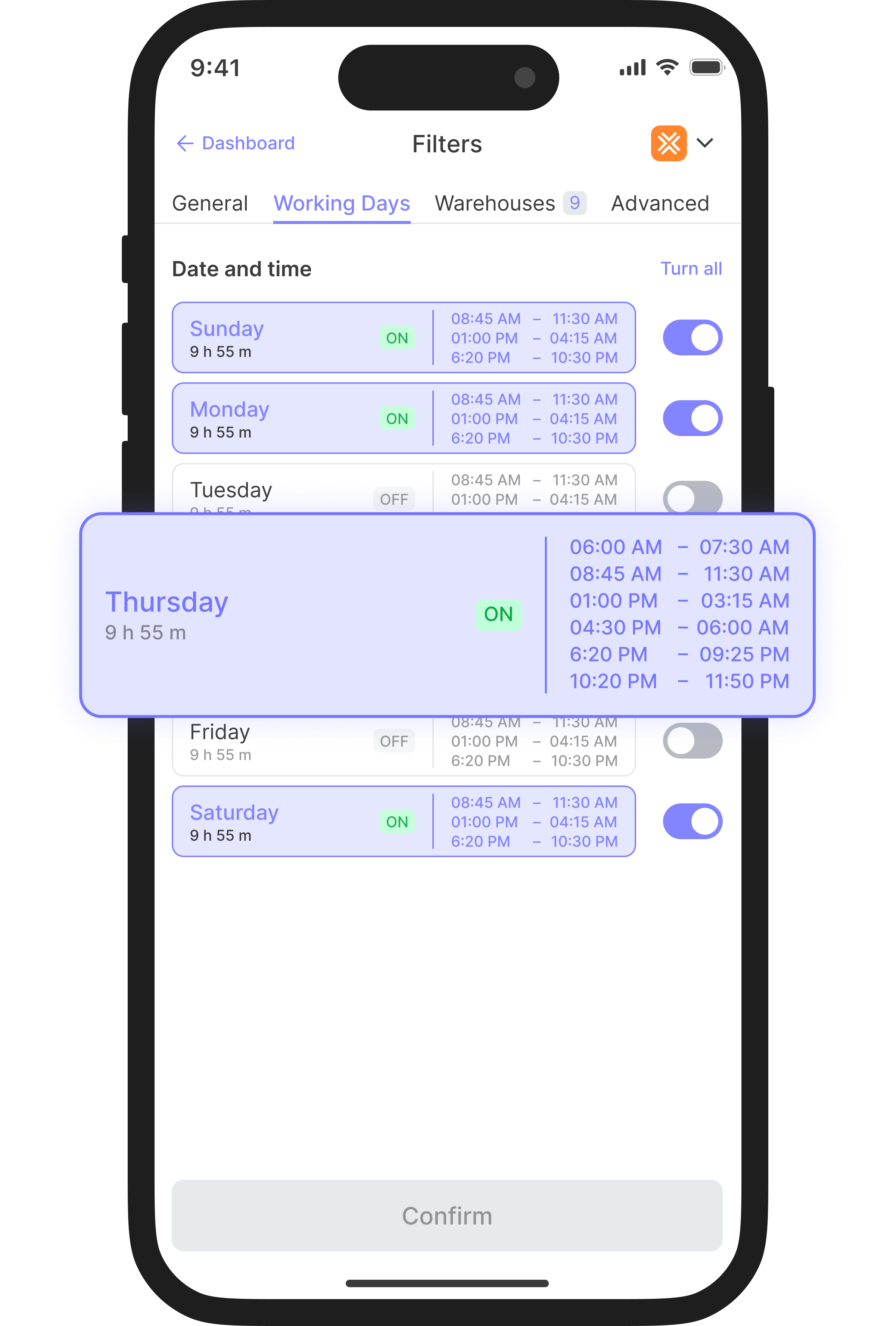 scheduler screenshot